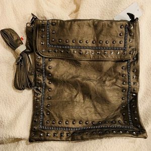 Olive Green/Bronze studded crossbody